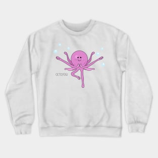 Cartoon drawing of an octopus practicing yoga Crewneck Sweatshirt